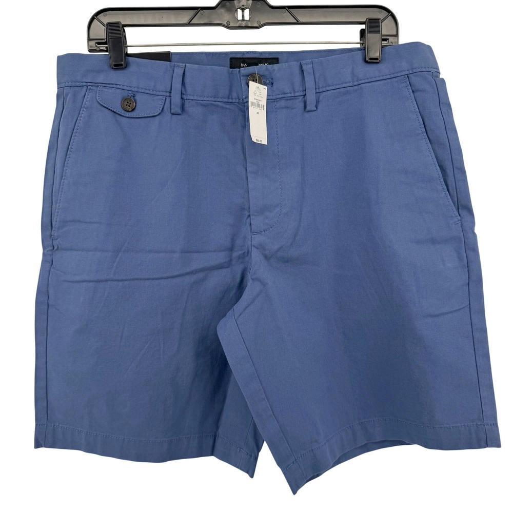 Banana Republic Lived-In Chino Shorts Sz 33 Blue Faded Indigo Slim Fit 9" Inseam